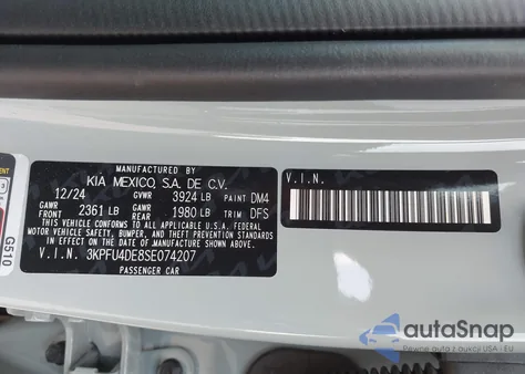 2025 Kia K4 Ex z USA, uszkodzony, nr VIN 3KPFU4DE8SE074207